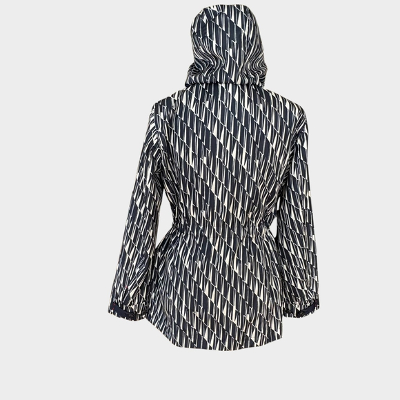 Lands End Storm Raker Navy White Geometric Hooded Jacket S - Picture 6 of 11